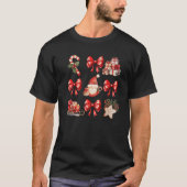 Cute Coquette Bows Christmas Santa Gingerbread Can Tシャツ (正面)