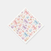 Cute Coquette Bunny & Pink Bows Easter Napkins スタンダードカクテルナプキン (角)