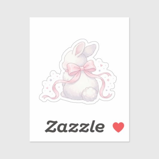 Cute Coquette Bunny Pink Ribbon Bow Easter Sticker シール (シート)