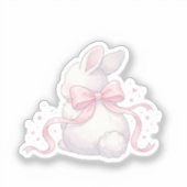 Cute Coquette Bunny Pink Ribbon Bow Easter Sticker シール (正面)