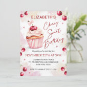Cute Coquette Cherry Sweet Birthday 招待状 (スタンド正面)