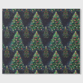 Cute Coquette Christmas trees dark navy ラッピングペーパー (フラット)