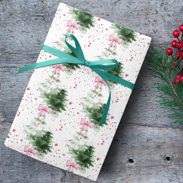 Cute Coquette Christmas trees white ラッピングペーパー