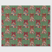Cute coquette patchwork christmas green polka dots ラッピングペーパー (フラット)