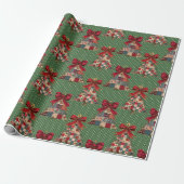 Cute coquette patchwork christmas green polka dots ラッピングペーパー (アンロールド)