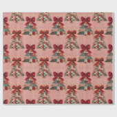 Cute coquette patchwork christmas trees gingham ラッピングペーパー (フラット)