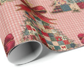 Cute coquette patchwork christmas trees gingham ラッピングペーパー (ロールコーナー)
