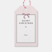 Cute Coquette Pink Bow Merry Christmas ギフトタグ (正面)