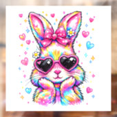 Cute Coquette Tie Dye Rabbit Easter Bunny Women Gi ウィンドウサイン (シート2)