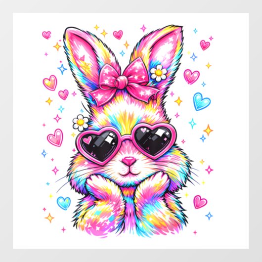 Cute Coquette Tie Dye Rabbit Easter Bunny Women Gi ウィンドウサイン (シート)