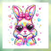 Cute Coquette Tie Dye Rabbit Easter Bunny Women Gi ウィンドウサイン (シート3)