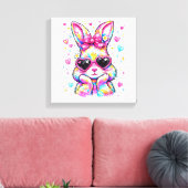 Cute Coquette Tie Dye Rabbit Easter Bunny Women Gi キャンバスプリント (インサイチュ (リビング))