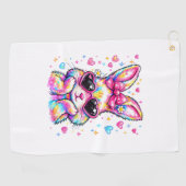 Cute Coquette Tie Dye Rabbit Easter Bunny Women Gi ゴルフタオル (横)