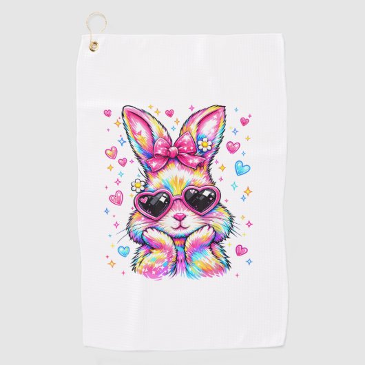 Cute Coquette Tie Dye Rabbit Easter Bunny Women Gi ゴルフタオル (正面)