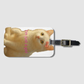 Cute Coquette White Cat "I'm Just a Girl"  ラゲッジタグ (正面横)