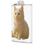 Cute Coquette White Cat I'm Just a Girl Pink Bow フラスク (左)