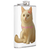 Cute Coquette White Cat I'm Just a Girl Pink Bow フラスク (右)