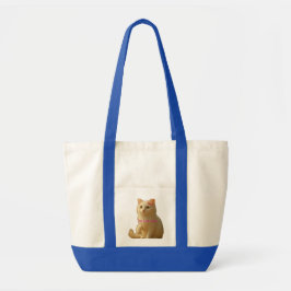 Cute Coquette White Cat "I'm Just a Girl" Tote Bag トートバッグ