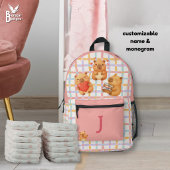 Cute Coral Pink Personalized Capybara プリントバックパック