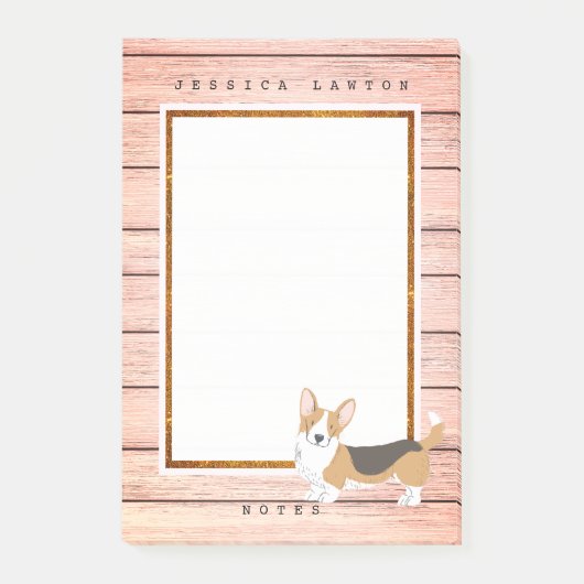 Cute Corgi Boardwalkノート ポストイット (正面)