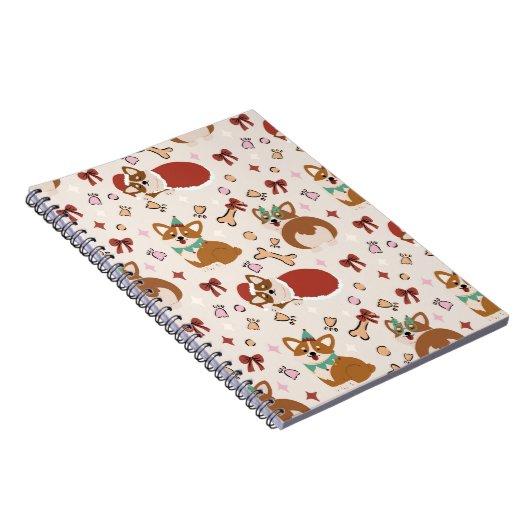 Cute Corgi Christmas Holiday Seamless Pattern ノートブック (右側)