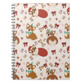 Cute Corgi Christmas Holiday Seamless Pattern ノートブック (正面)