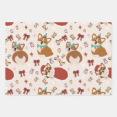 Cute Corgi Christmas Holiday Seamless Pattern ラッピングペーパーシート (正面2)