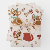 Cute Corgi Christmas Holiday Seamless Pattern ラッピングペーパーシート (インサイチュ)