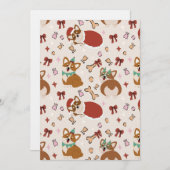 Cute Corgi Christmas Holiday Seamless Pattern 招待状 (正面/裏面)