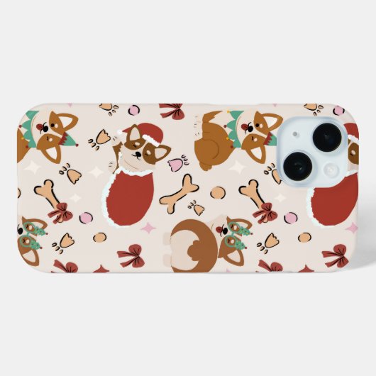 Cute Corgi Christmas Holiday Seamless Pattern Case-Mate iPhoneケース (裏面 (横))