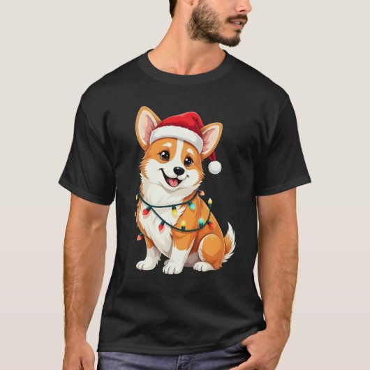 Cute Corgi Christmas Santa Pet Dog Lover  Tシャツ (正面)