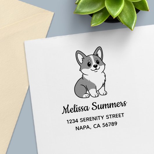 Cute Corgi Dog Address セルフインキングスタンプ