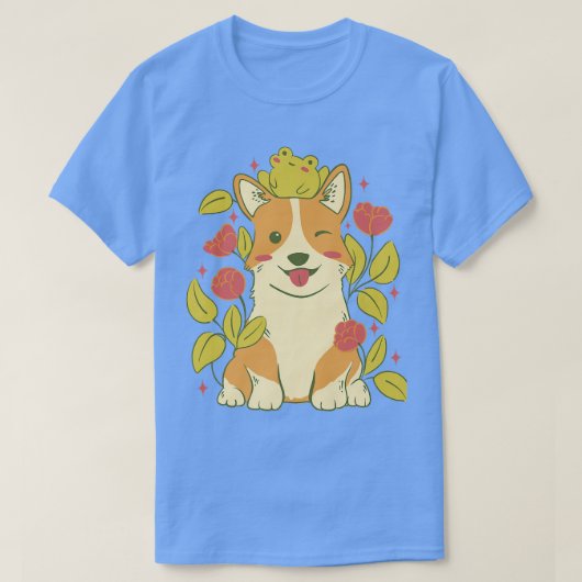 Cute Corgi Dog And Frog-720 Tシャツ (デザイン正面)