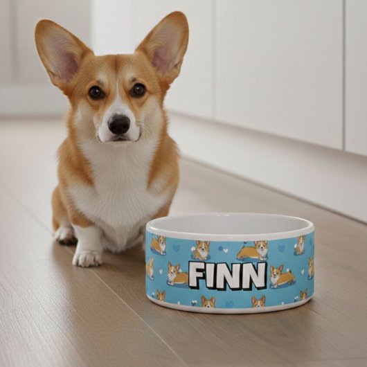 Cute Corgi Dog Bowls | Personalized Puppy ボウル