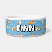 Cute Corgi Dog Bowls | Personalized Puppy ボウル (正面)
