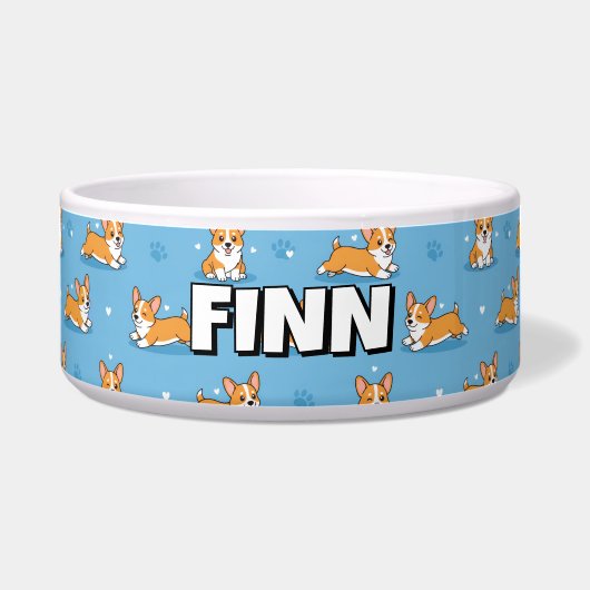 Cute Corgi Dog Bowls | Personalized Puppy ボウル (正面)