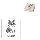 Cute Corgi Dog Custom Name ラバースタンプ (押印)