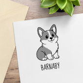 Cute Corgi Dog Custom Name ラバースタンプ
