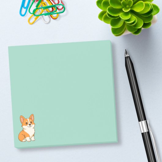 Cute Corgi Dog Green ポストイット