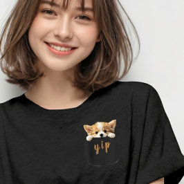 Cute Corgi Dog Peeeking Out Fake Pocket Tシャツ