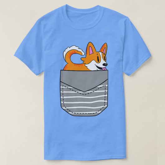 Cute Corgi Dog Pocket Tシャツ (デザイン正面)