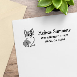 Cute Corgi Dog Return Address ラバースタンプ