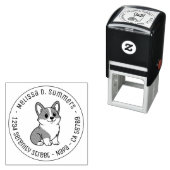 Cute Corgi Dog Round Address セルフインキングスタンプ (インサイチュ)