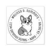 Cute Corgi Dog Round Address セルフインキングスタンプ (デザイン)