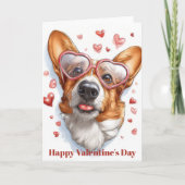 Cute Corgi Hearts Valentine`s Day Card  カード (正面)