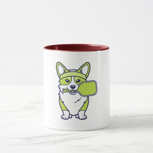Cute Corgi Pickleball Player Illustration-- Funny  マグカップ (中央)