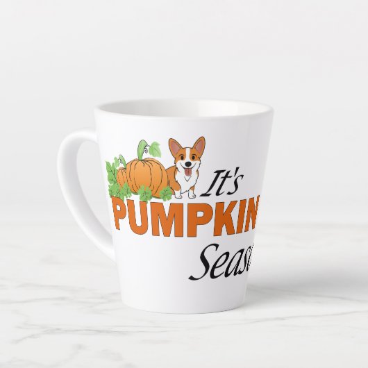 Cute Corgi Pumpkin Spice カフェラテマグ (左アングル)