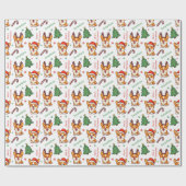 Cute Corgi Puppy Christmas Tree Holidays ラッピングペーパー (フラット)