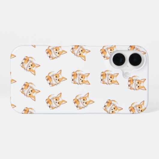 Cute Corgi Puppy Pattern Phone Case iPhone 16ケース (裏面横)