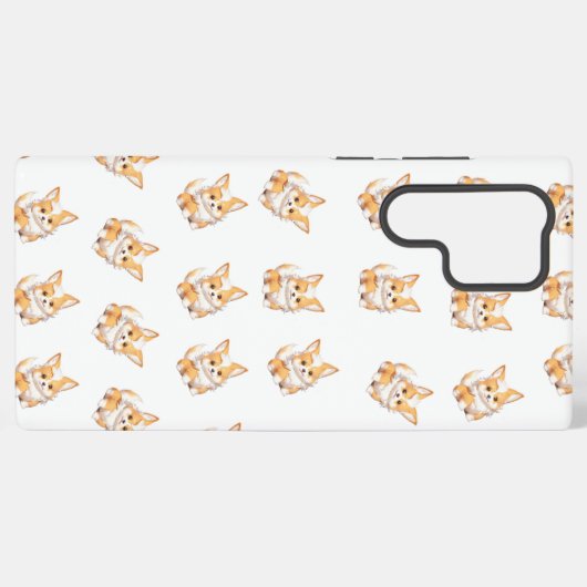 Cute Corgi Puppy Pattern Phone Case Samsung Galaxyケース (裏面横)